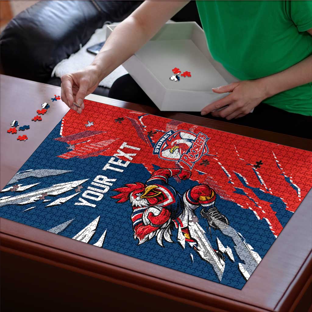 Personalized Sydney Roosters Puzzle Dynamic Lightning Mascot Rugby Australia