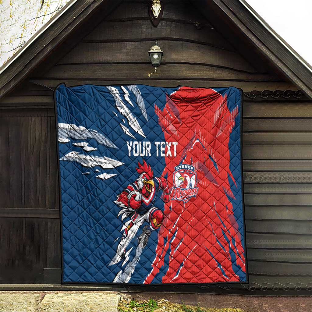 Personalized Sydney Roosters Quilt Dynamic Lightning Mascot Rugby Australia