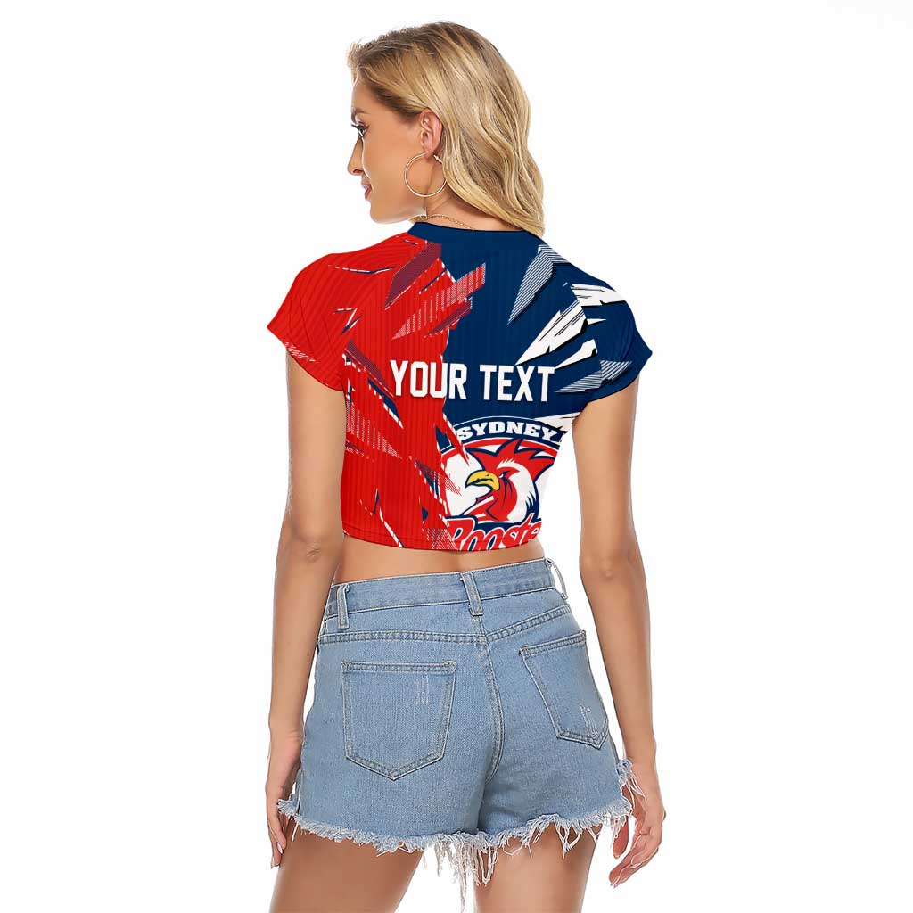 Personalized Sydney Roosters Raglan Cropped T Shirt Dynamic Lightning Mascot Rugby Australia