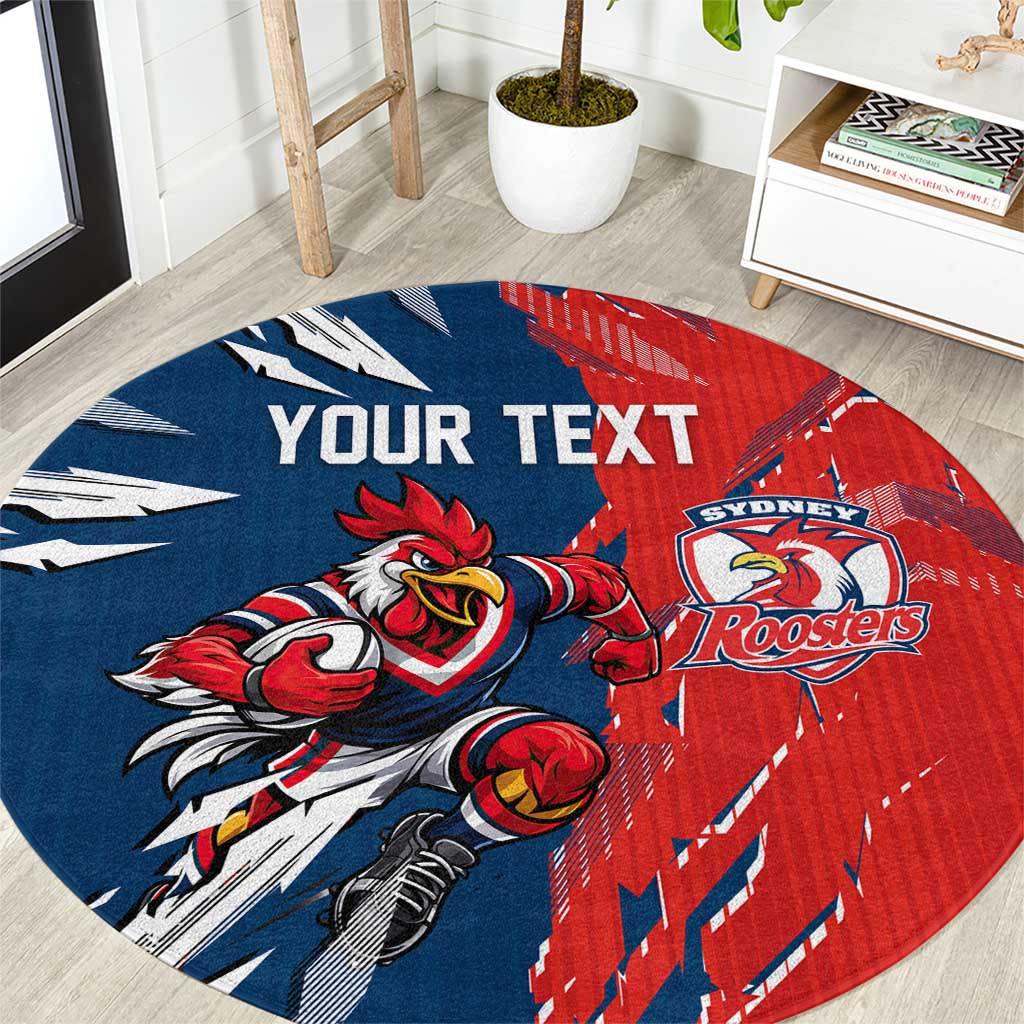 Personalized Sydney Roosters Round Carpet Dynamic Lightning Mascot Rugby Australia