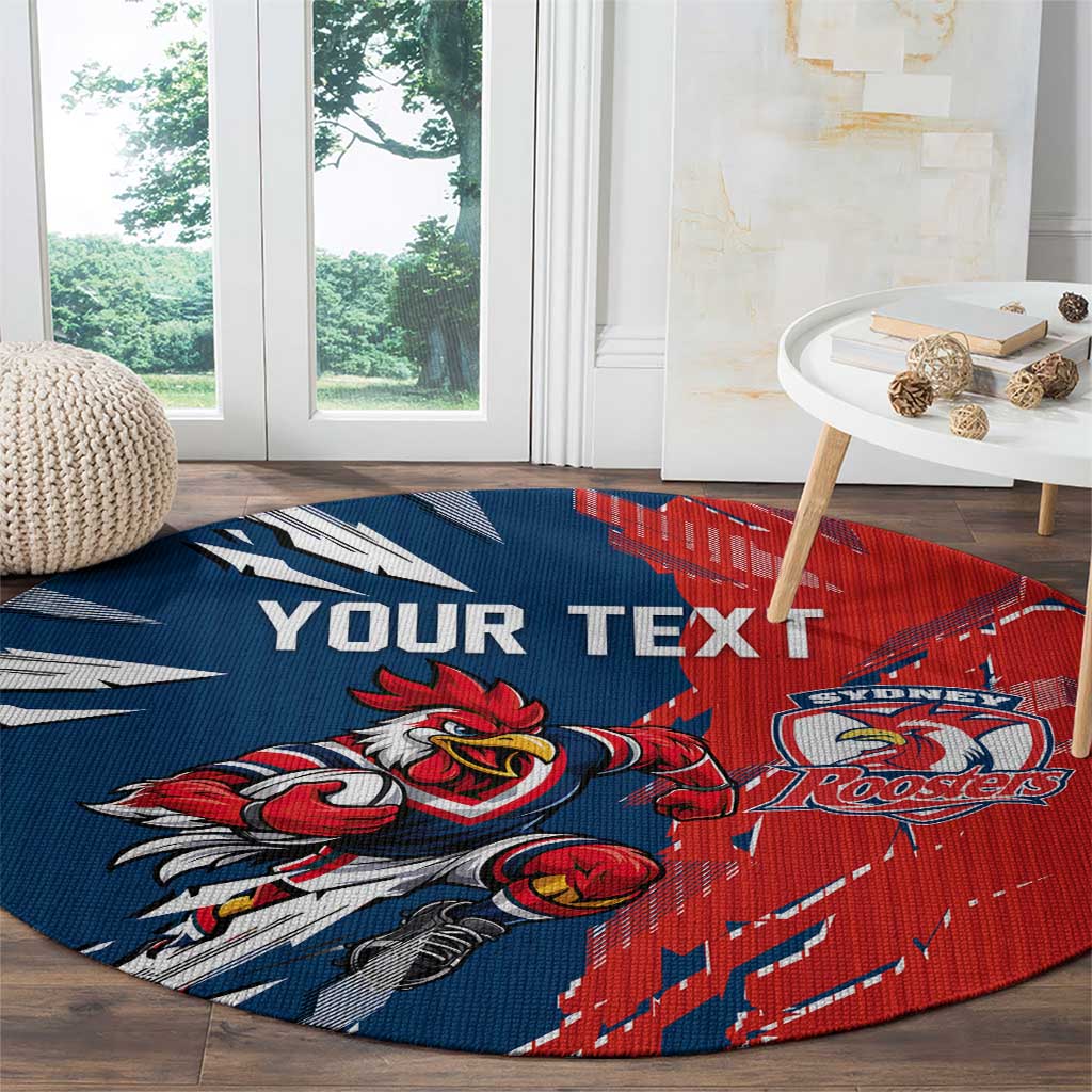 Personalized Sydney Roosters Round Carpet Dynamic Lightning Mascot Rugby Australia