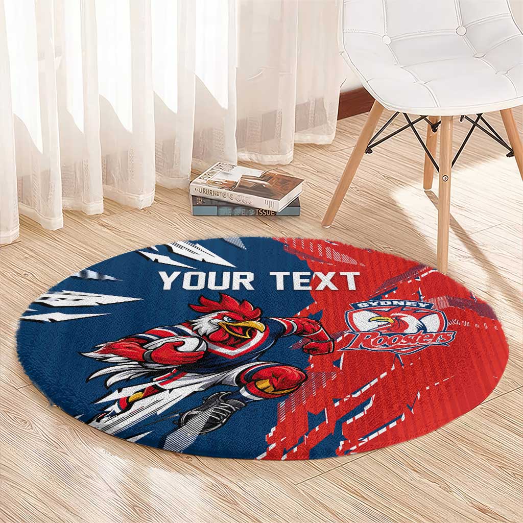 Personalized Sydney Roosters Round Carpet Dynamic Lightning Mascot Rugby Australia