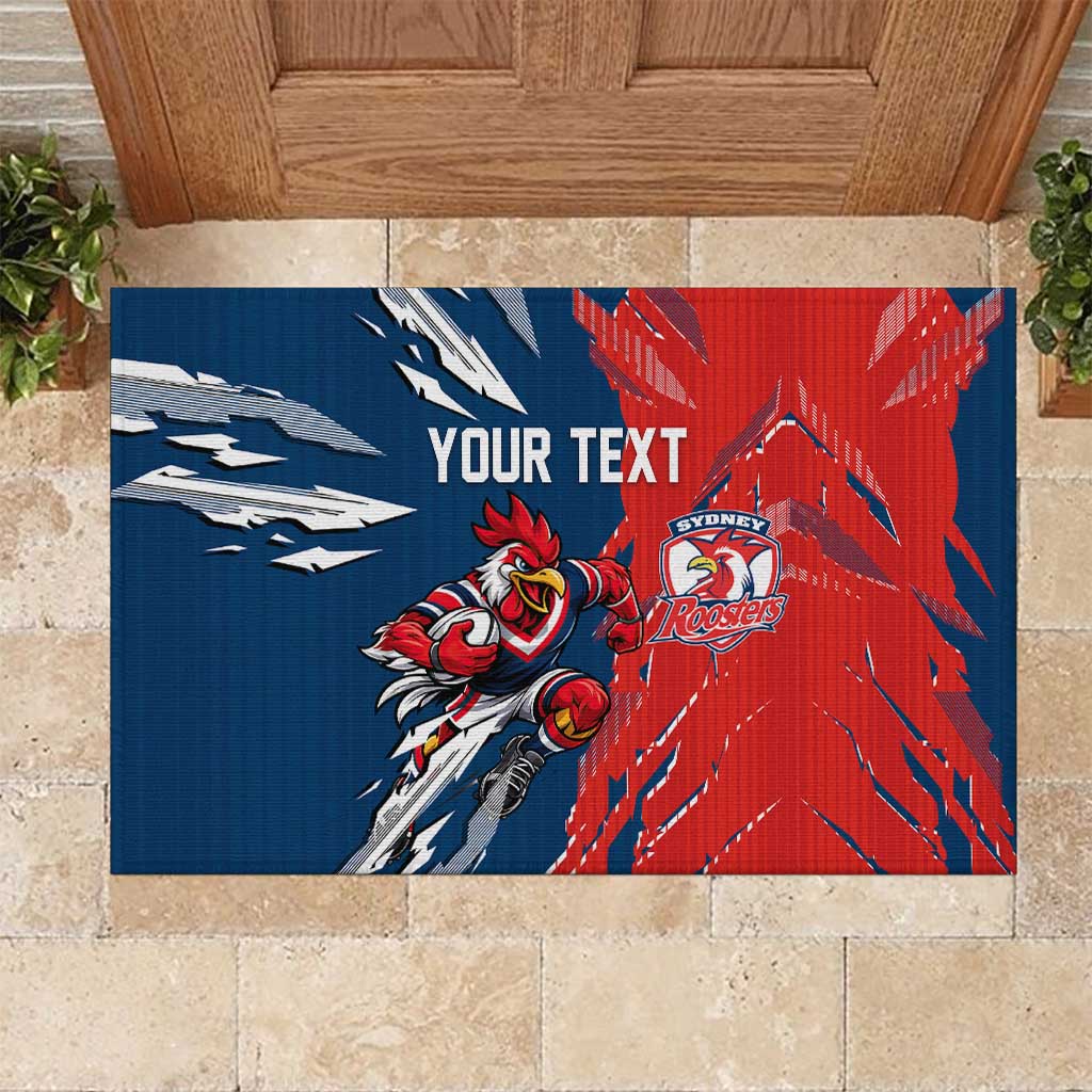 Personalized Sydney Roosters Rubber Doormat Dynamic Lightning Mascot Rugby Australia