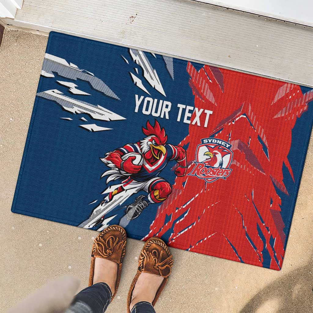 Personalized Sydney Roosters Rubber Doormat Dynamic Lightning Mascot Rugby Australia