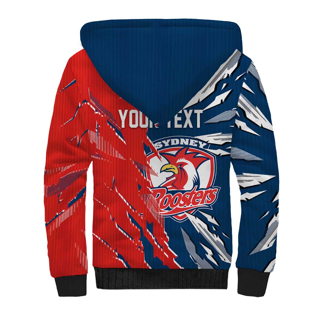 Personalized Sydney Roosters Sherpa Hoodie Dynamic Lightning Mascot Rugby Australia