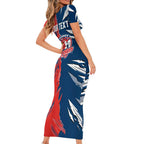 Personalized Sydney Roosters Short Sleeve Bodycon Dress Dynamic Lightning Mascot Rugby Australia