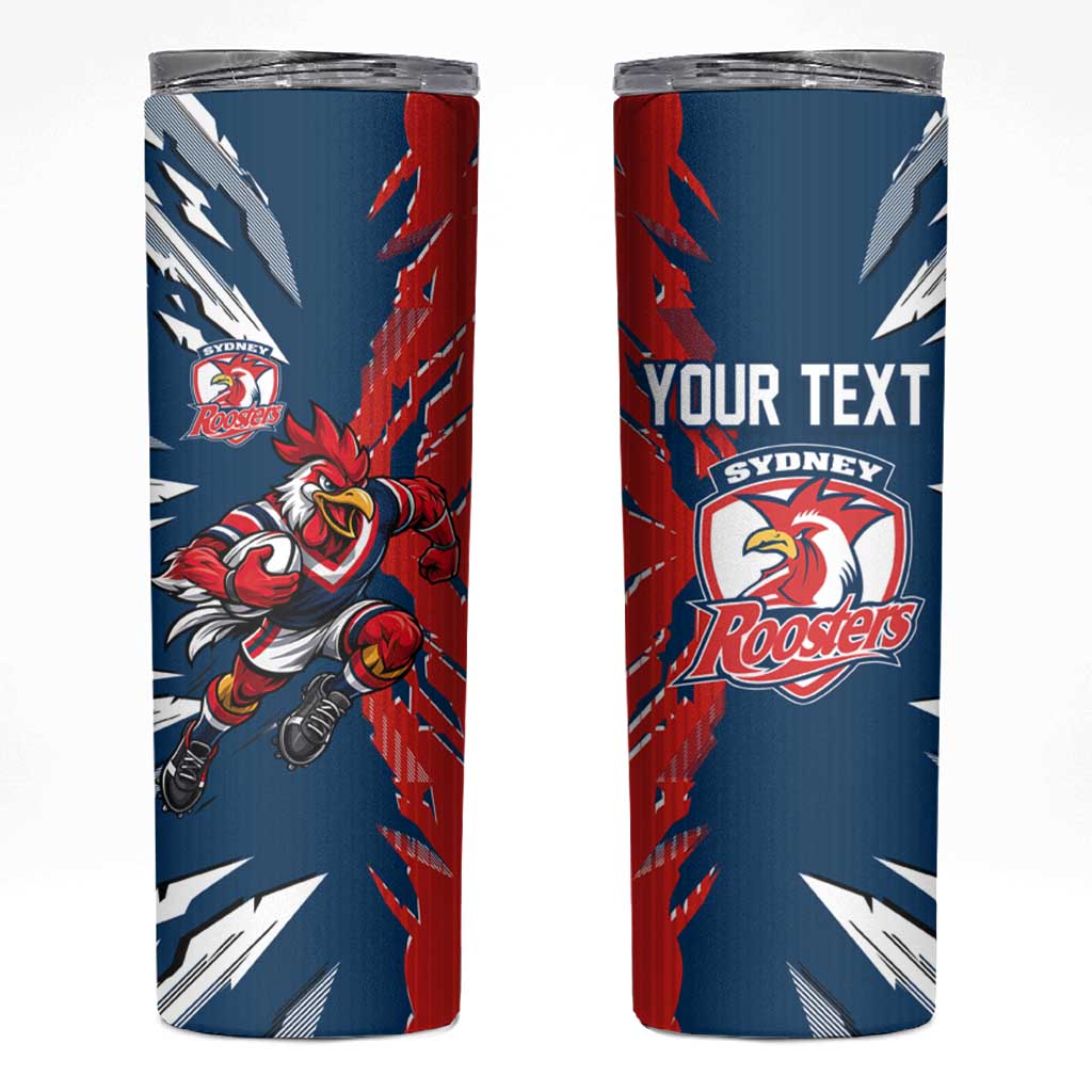 Personalized Sydney Roosters Skinny Tumbler Dynamic Lightning Mascot Rugby Australia
