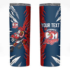Personalized Sydney Roosters Skinny Tumbler Dynamic Lightning Mascot Rugby Australia