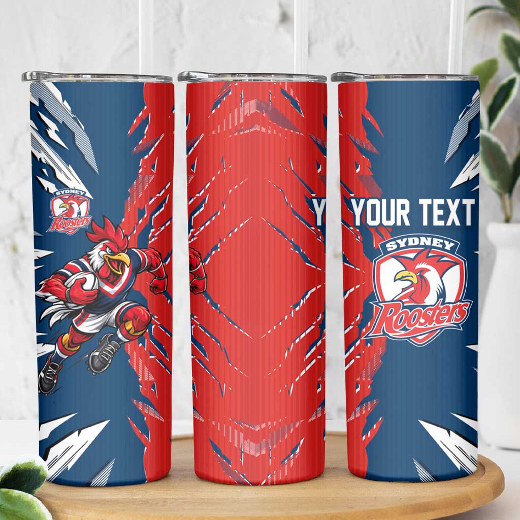 Personalized Sydney Roosters Skinny Tumbler Dynamic Lightning Mascot Rugby Australia