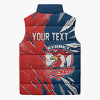 Personalized Sydney Roosters Sleeveless Puffer Jacket Dynamic Lightning Mascot Rugby Australia