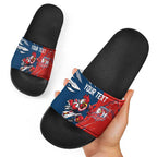 Personalized Sydney Roosters Slide Sandals Dynamic Lightning Mascot Rugby Australia