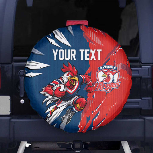 Personalized Sydney Roosters Spare Tire Cover Dynamic Lightning Mascot Rugby Australia