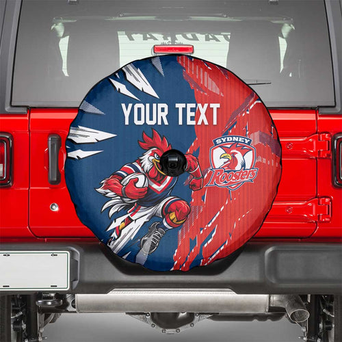 Personalized Sydney Roosters Spare Tire Cover Dynamic Lightning Mascot Rugby Australia
