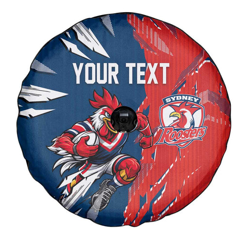 Personalized Sydney Roosters Spare Tire Cover Dynamic Lightning Mascot Rugby Australia