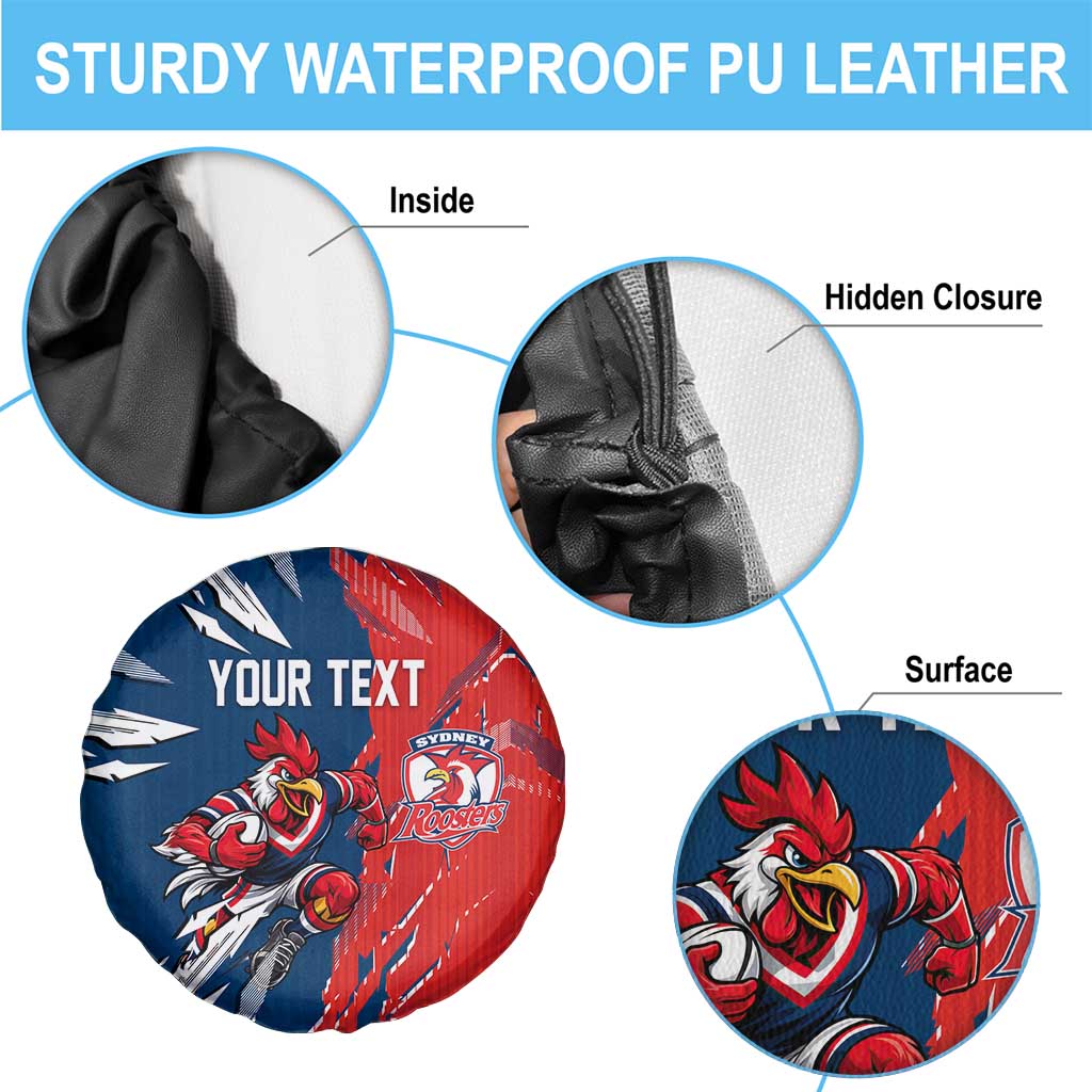 Personalized Sydney Roosters Spare Tire Cover Dynamic Lightning Mascot Rugby Australia