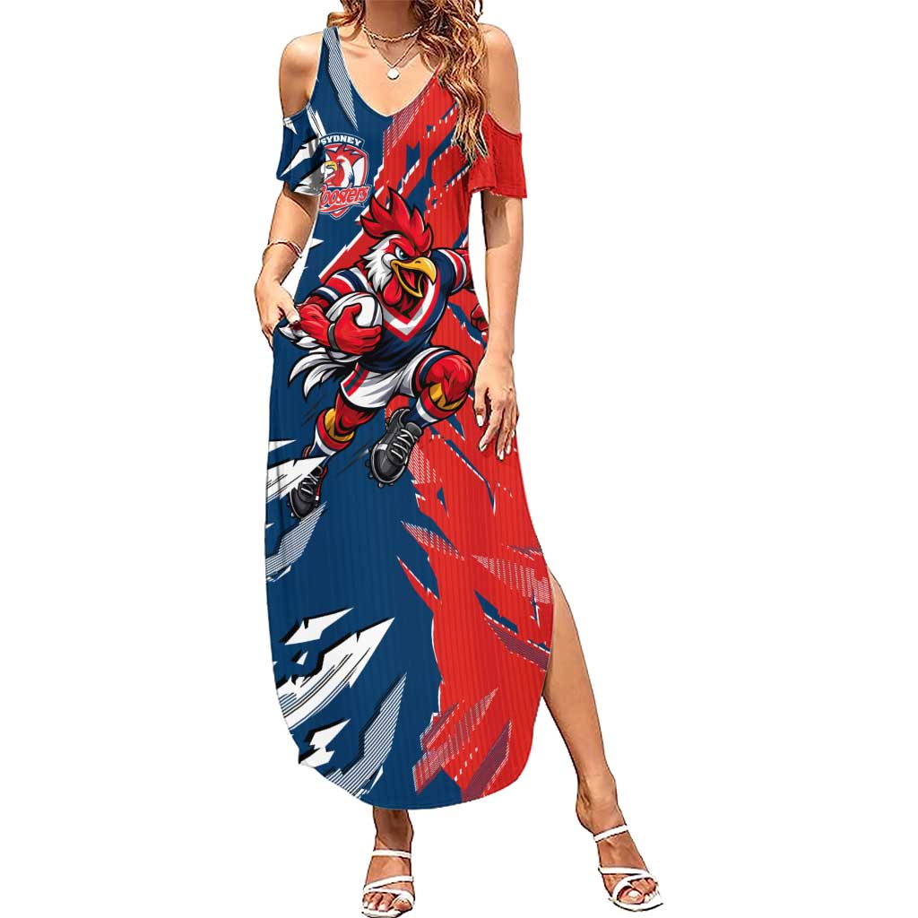 Personalized Sydney Roosters Summer Maxi Dress Dynamic Lightning Mascot Rugby Australia