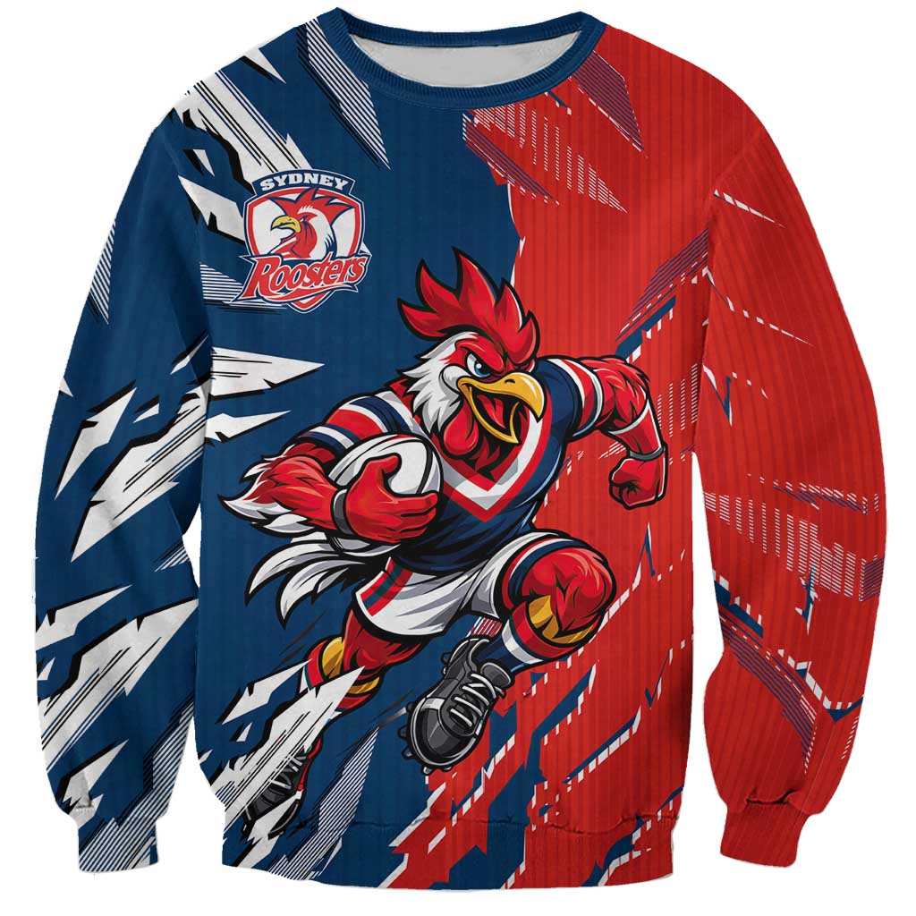 Personalized Sydney Roosters Sweatshirt Dynamic Lightning Mascot Rugby Australia