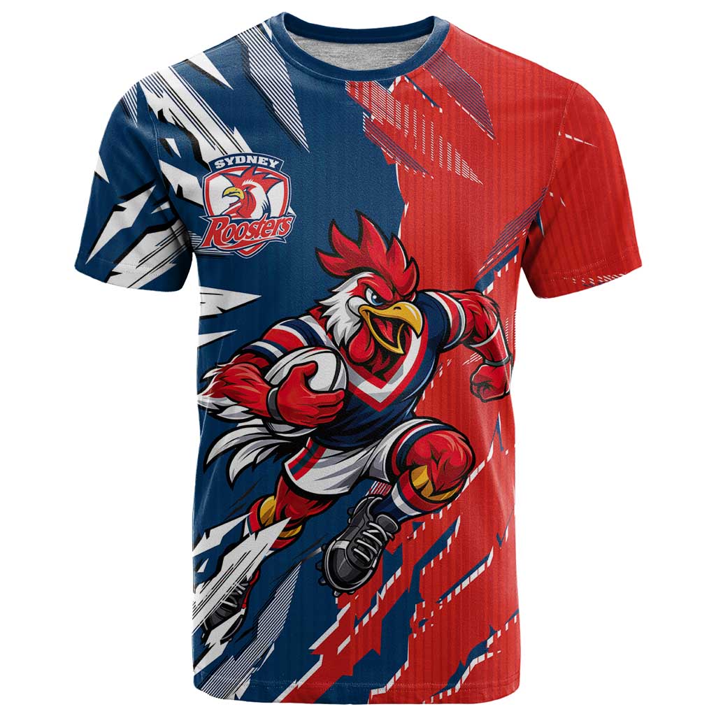 Personalized Sydney Roosters T Shirt Dynamic Lightning Mascot Rugby Australia
