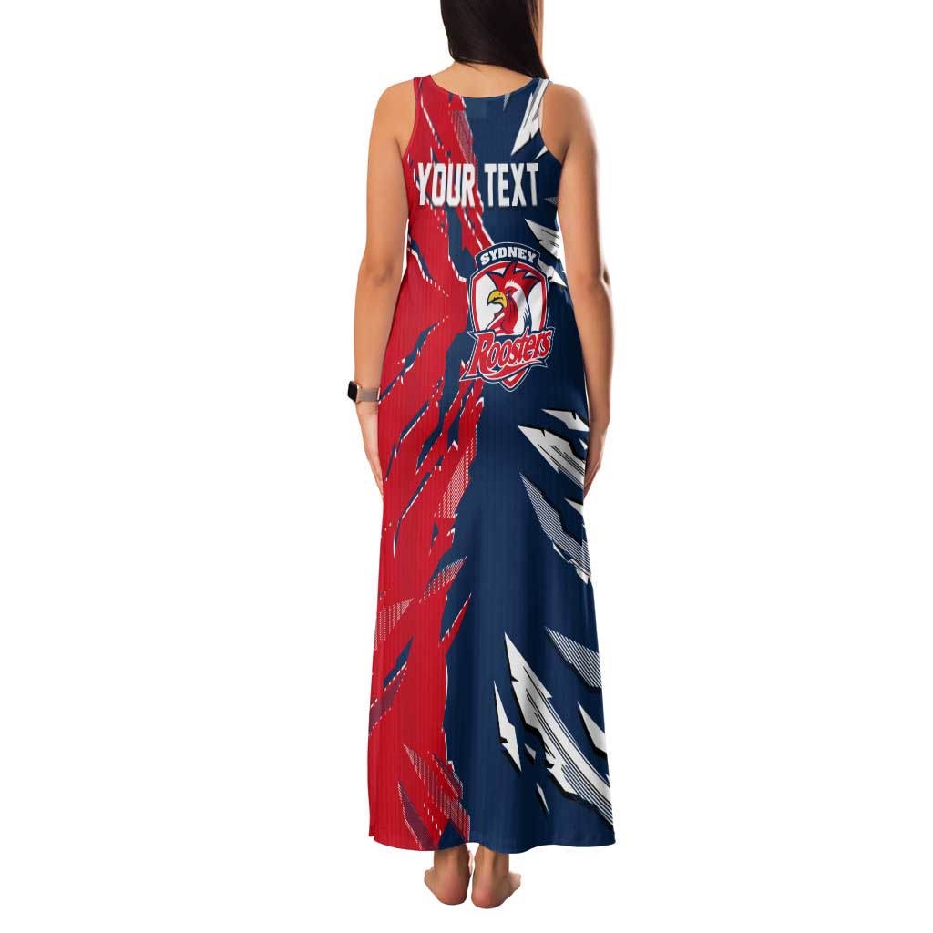 Personalized Sydney Roosters Tank Maxi Dress Dynamic Lightning Mascot Rugby Australia