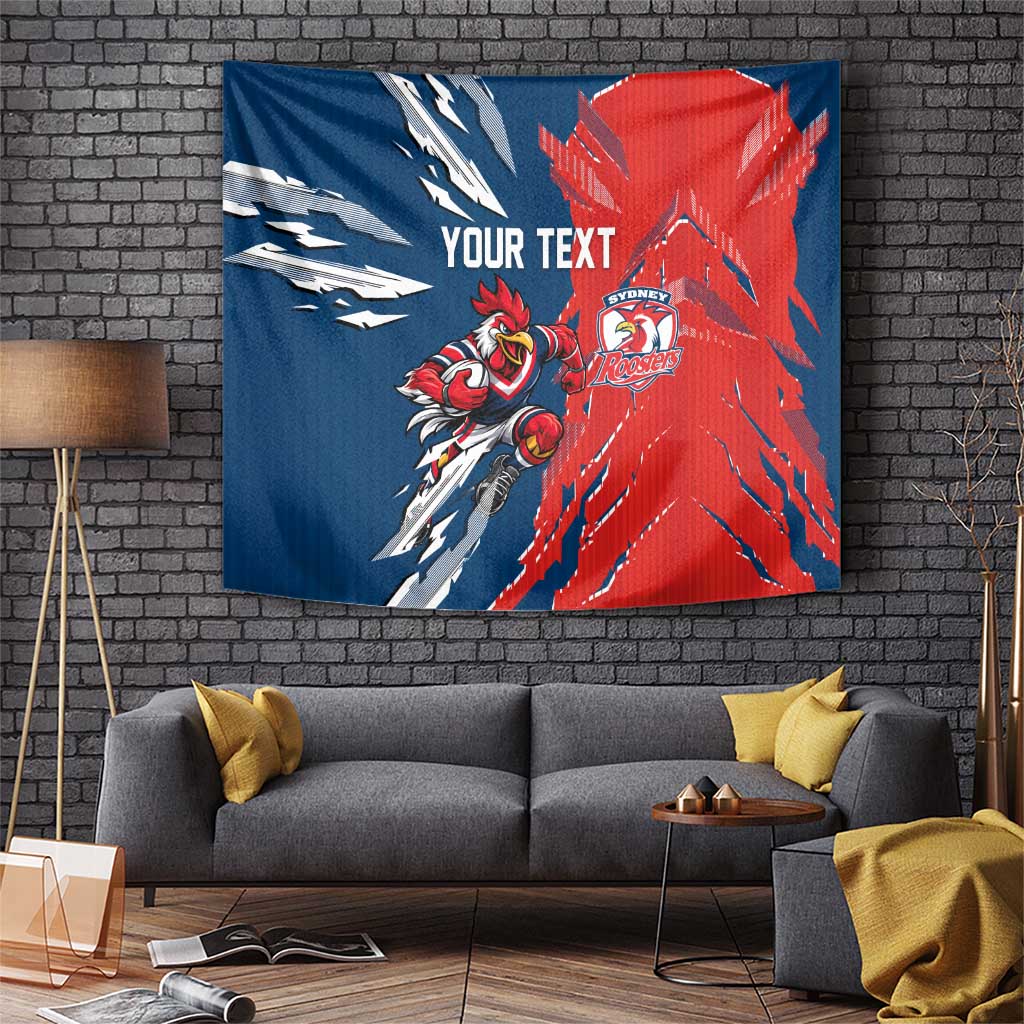Personalized Sydney Roosters Tapestry Dynamic Lightning Mascot Rugby Australia