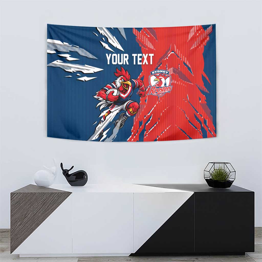 Personalized Sydney Roosters Tapestry Dynamic Lightning Mascot Rugby Australia