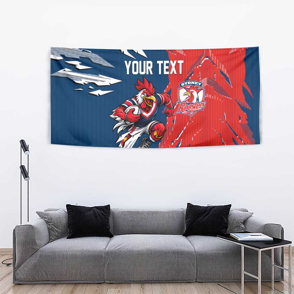 Personalized Sydney Roosters Tapestry Dynamic Lightning Mascot Rugby Australia