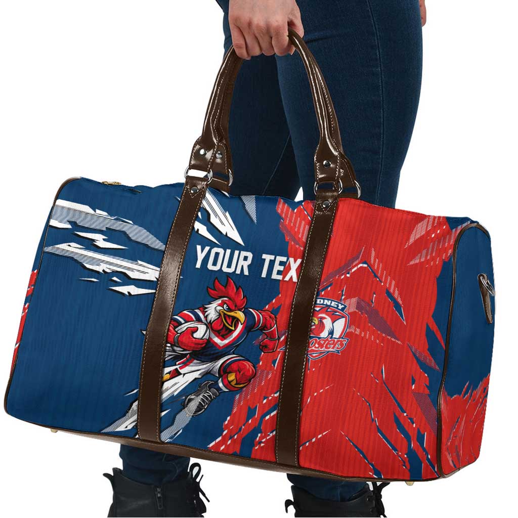 Personalized Sydney Roosters Travel Bag Dynamic Lightning Mascot Rugby Australia