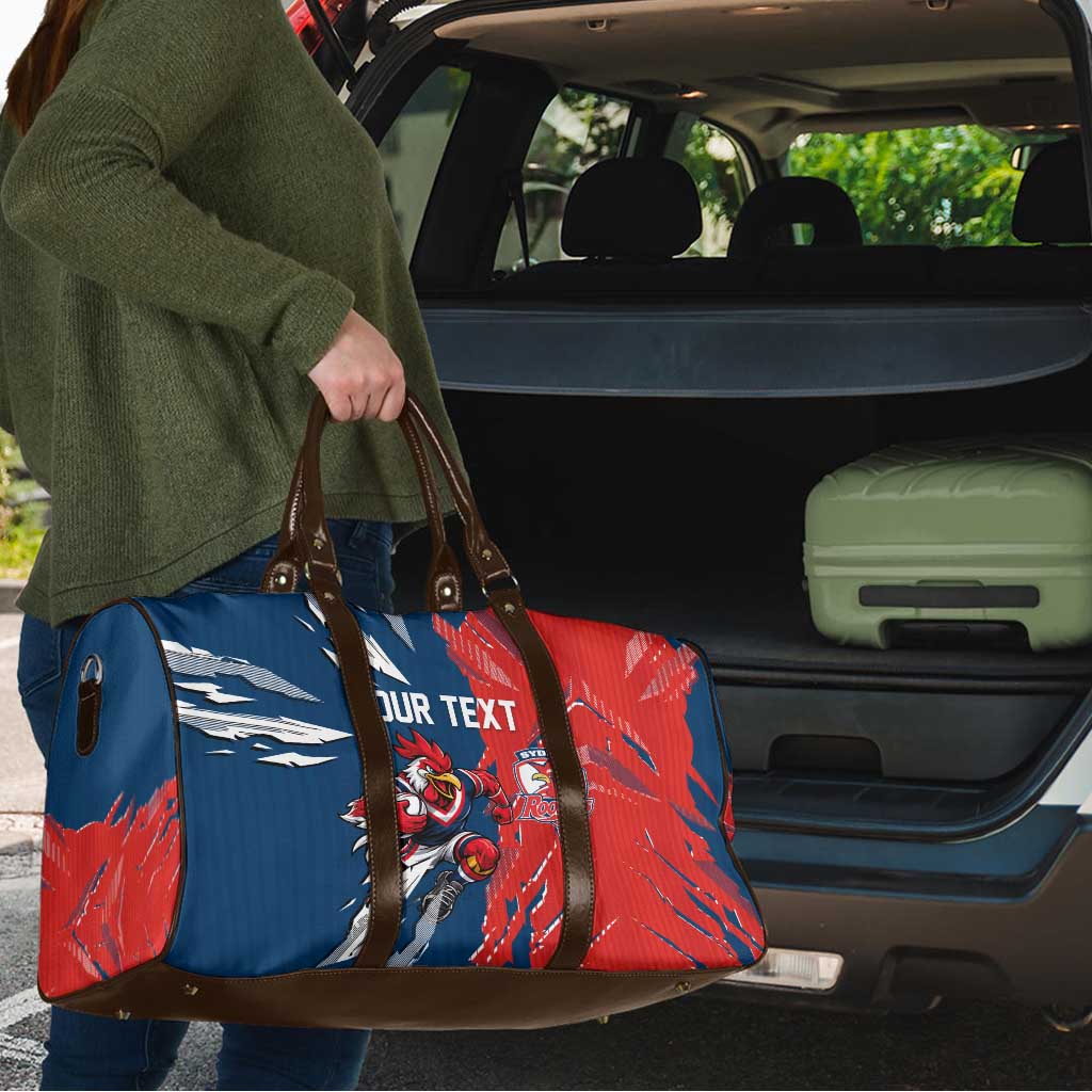 Personalized Sydney Roosters Travel Bag Dynamic Lightning Mascot Rugby Australia