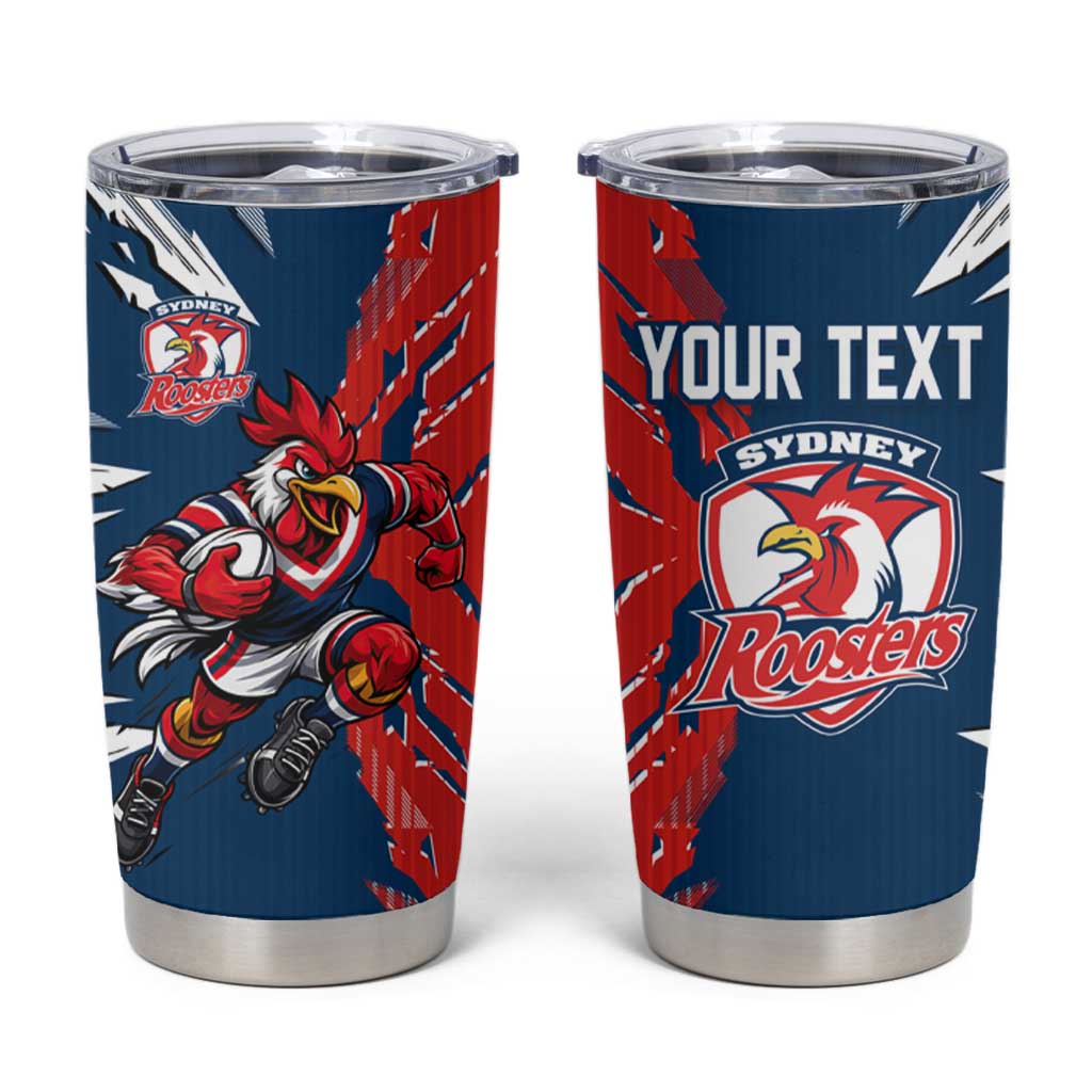 Personalized Sydney Roosters Tumbler Cup Dynamic Lightning Mascot Rugby Australia