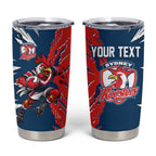 Personalized Sydney Roosters Tumbler Cup Dynamic Lightning Mascot Rugby Australia