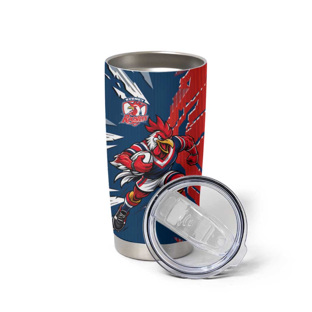 Personalized Sydney Roosters Tumbler Cup Dynamic Lightning Mascot Rugby Australia