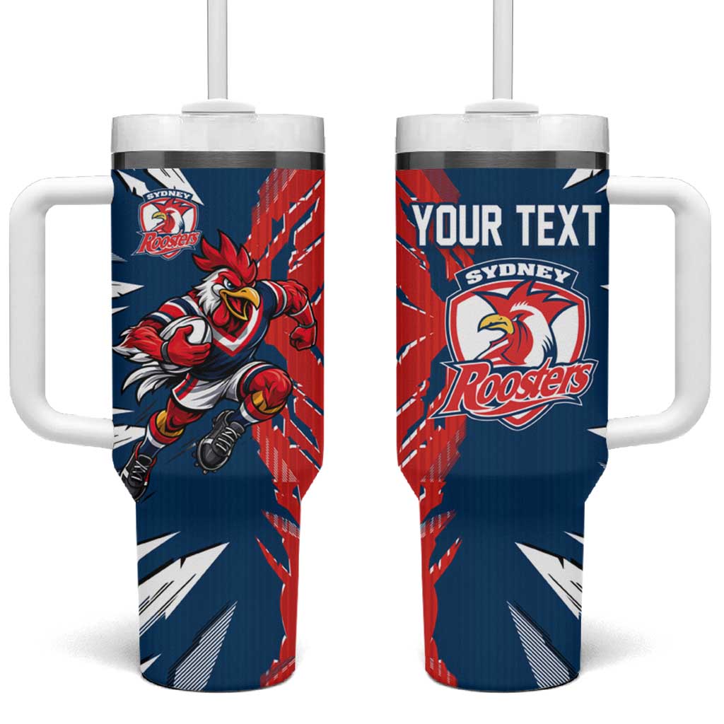 Personalized Sydney Roosters Tumbler With Handle Dynamic Lightning Mascot Rugby Australia