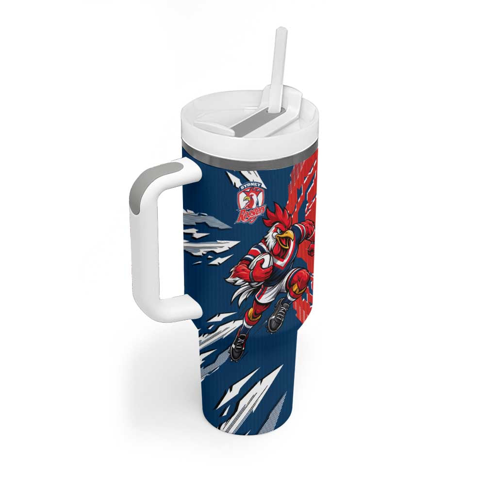 Personalized Sydney Roosters Tumbler With Handle Dynamic Lightning Mascot Rugby Australia