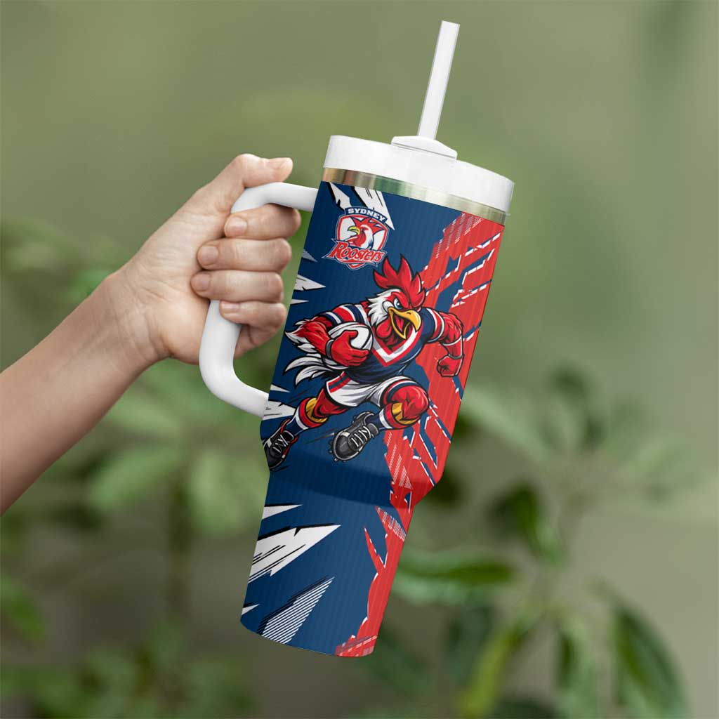 Personalized Sydney Roosters Tumbler With Handle Dynamic Lightning Mascot Rugby Australia