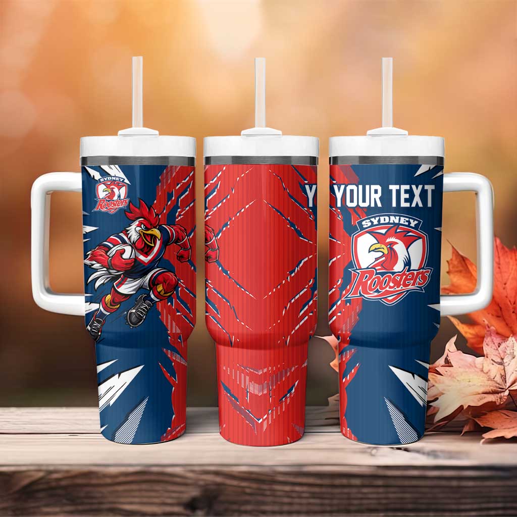 Personalized Sydney Roosters Tumbler With Handle Dynamic Lightning Mascot Rugby Australia