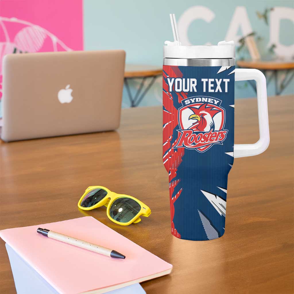 Personalized Sydney Roosters Tumbler With Handle Dynamic Lightning Mascot Rugby Australia