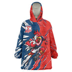 Personalized Sydney Roosters Wearable Blanket Hoodie Dynamic Lightning Mascot Rugby Australia