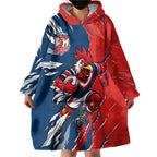 Personalized Sydney Roosters Wearable Blanket Hoodie Dynamic Lightning Mascot Rugby Australia