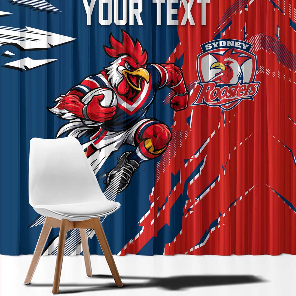 Personalized Sydney Roosters Window Curtain Dynamic Lightning Mascot Rugby Australia
