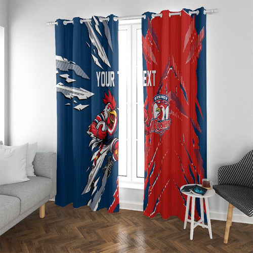 Personalized Sydney Roosters Window Curtain Dynamic Lightning Mascot Rugby Australia