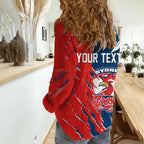 Personalized Sydney Roosters Women Casual Shirt Dynamic Lightning Mascot Rugby Australia