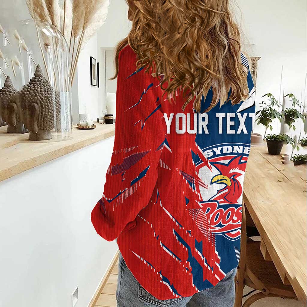 Personalized Sydney Roosters Women Casual Shirt Dynamic Lightning Mascot Rugby Australia