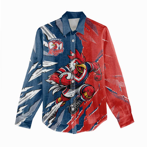 Personalized Sydney Roosters Women Casual Shirt Dynamic Lightning Mascot Rugby Australia
