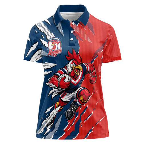 Personalized Sydney Roosters Women Polo Shirt Dynamic Lightning Mascot Rugby Australia