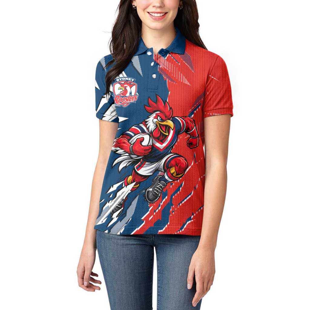Personalized Sydney Roosters Women Polo Shirt Dynamic Lightning Mascot Rugby Australia