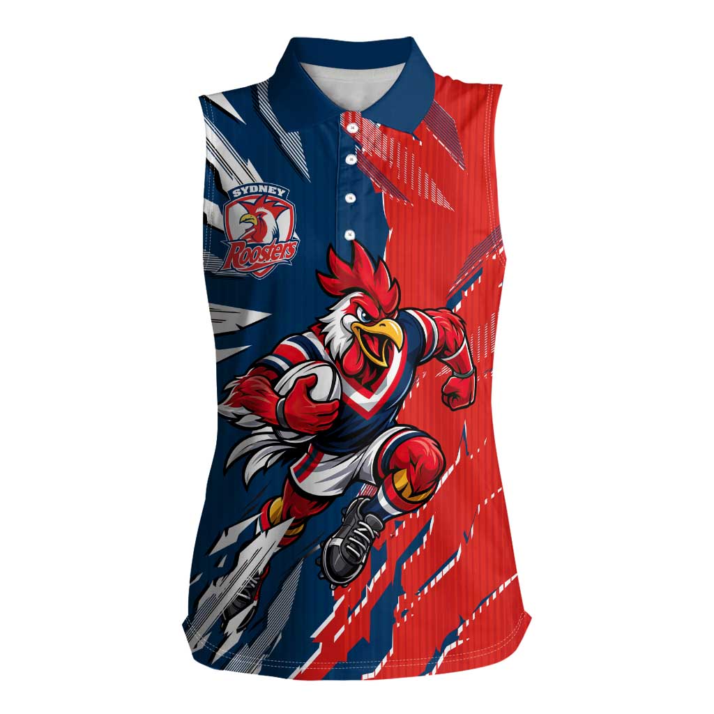 Personalized Sydney Roosters Women Sleeveless Polo Shirt Dynamic Lightning Mascot Rugby Australia