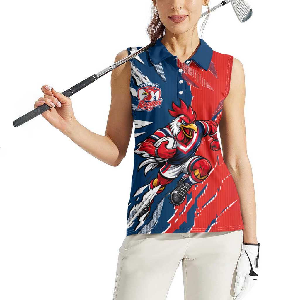 Personalized Sydney Roosters Women Sleeveless Polo Shirt Dynamic Lightning Mascot Rugby Australia