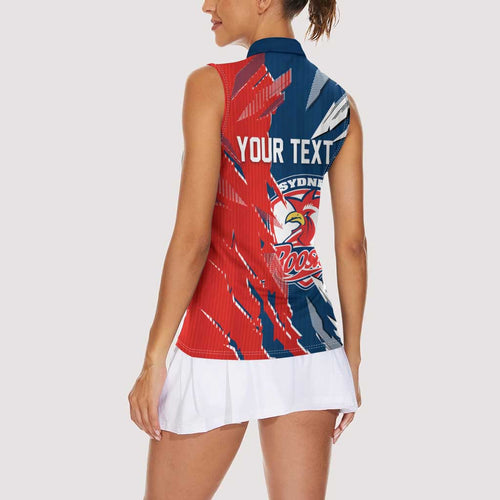 Personalized Sydney Roosters Women Sleeveless Polo Shirt Dynamic Lightning Mascot Rugby Australia
