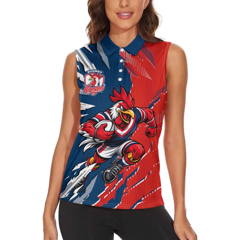 Personalized Sydney Roosters Women Sleeveless Polo Shirt Dynamic Lightning Mascot Rugby Australia
