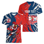 Personalized Sydney Roosters Women V-Neck T-Shirt Dynamic Lightning Mascot Rugby Australia